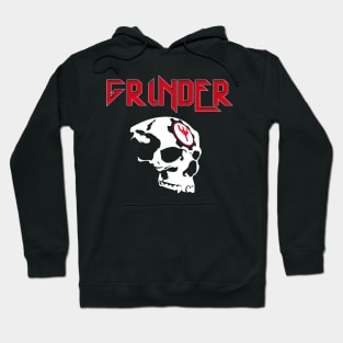 Grinder Skull Design Red Logo Hoodie